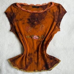 vintage euro coachella vibes fitted baby tee